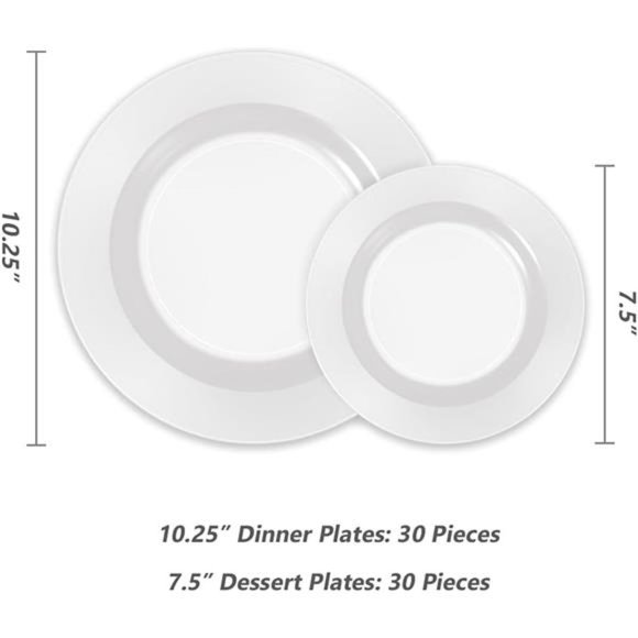 Plastic Plates Disposable 60 PCS,Heavy Duty 30 Dinner Plates & 30 Dessert Plates - Picture 2 of 7